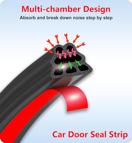 SOZATO Car Door Seal Strip 3-Layer Pyramid Self Adhesive Rubber 32.8 Ft
