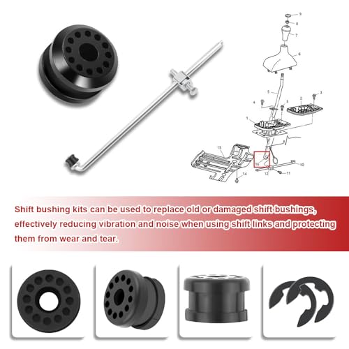 PACLVIO 2PCS Transfer Case Shift Linkage Bushings with E-Clips, Transfer Shift Control Lever Grommet Bushing Kit Replacement for Dodge Ram 1500 2500 3500, OEM#68078975AA 68078974AA