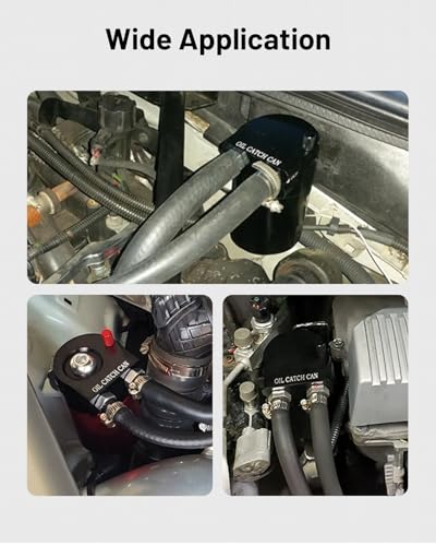EVIL ENERGY Oil Catch Can, Universal Baffled Catch Can Kit with NBR Fuel Hose, 300ml Aluminum Air Oil Separator Tank for PCV System