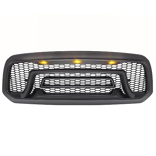 Allinoneparts Front Grille Compatible with 2013-2018 Dodge Ram 1500, 2019-2023 Ram 1500 Classic, Bumper Grill with Amber Lights (NO "RAM" LETTER)