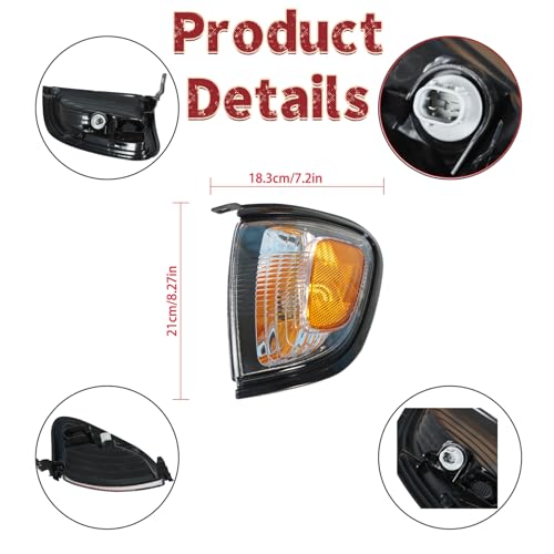labwork Replacement for Tacoma 2001-2004 Parking/Side Marker Light Assembly Pair Driver and Passenger Side Black