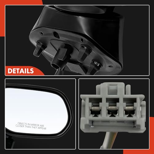 A-Premium Pair (2) Driver & Passenger Side Power Door Mirror - Compatible with Honda Civic EX/LX 2006 2007 2008 2009 2010 2011 Sedan - Non-Heated Manual Folding Black Smooth Outside Rear View Mirror
