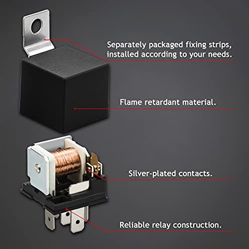 Hamolar 2 Pack 12V 40/30 Amp Car Relay DC 5 Pin SPDT and Harness - Heavy Duty 12 AWG Copper Wires Relays Kit for Automotive Truck Motorcycle Boat