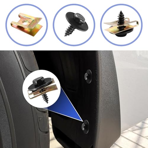 Fiknonk 100 PCS Car Body Fasteners Assortment Kit, Bumper Fender Splash Guard Screws Bolts U-Nuts, Universal for Most Cars, Trucks, SUVs (Black)