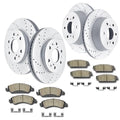 Acinoparts Front and Rear Brake Kit, Drilled and Slotted Brake Rotors Ceramic Brake Pads Suitable for Cadillac Escalade Chevy Silverado 1500 Tahoe GMC Yukon