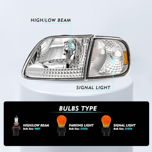 TUSDAR Headlights Assembly for 1997-2003 Ford F150 Expedition