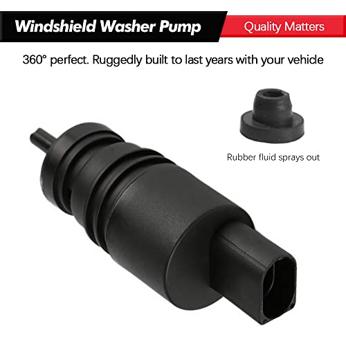 Front Windshield Washer Pump w/Grommet Replacement for BMW E46 M3 M5 X3 X5 Z3 Z4 Z8 Mercedes-Benz E250 E300 E320 E500 E550 E63 AMG Replaces OEM 67128362154, 67128377612, 21323-232316B