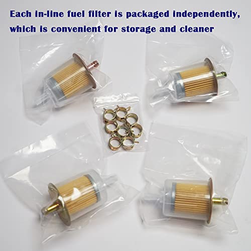 HayEastdor 4PCS 5/16" Universal Fuel Filters with 8PCS 14mm Hose Clamps Gas Inline Fuel Filter Replacement for Motorcycles, Cars, Trucks HE007