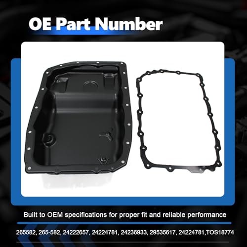 AUCERAMIC 6L80 Transmission Oil Pan with Drain Plug & Gasket Fit for Chevrolet Silverado 1500 Tahoe Suburban Escalade, GMC Sierra 1500 Yukon XL, Hummer H2 2006-2019 Replaces# 265-582 24222657 24224781