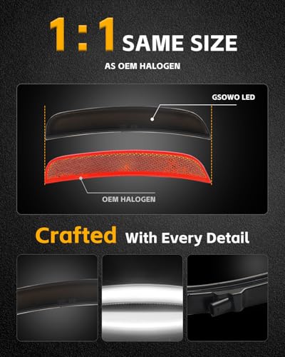 GSOWO 4 PCS LED Side Marker Light Kits for Chrysler 300 2015-2024, Full LED Strip White Front Rear Bumper Light, Smoked Lens Fender Sidemarker Lamps, OEM Replacement