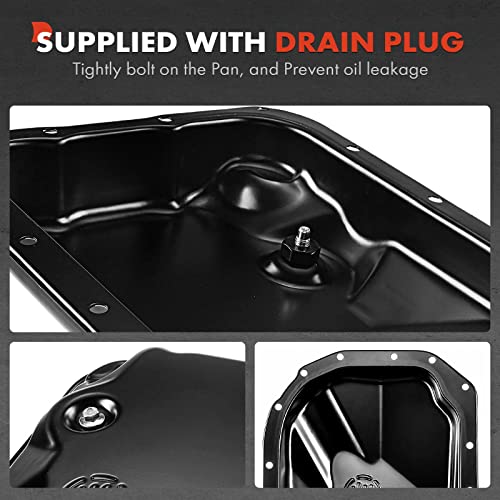 A-Premium Transmission Oil Pan with Drain Plug Compatible with Chevrolet Silverado Express Suburban GMC Sierra Savana Yukon Workhorse Isuzu Cadillac