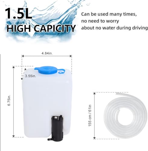 Wadoy Universal Windshield Washer Pump Reservoir Kit 99300 Fluid Reservoir Tank Bottle with Pump
