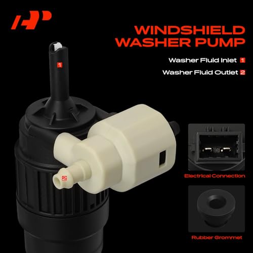 A-Premium Windshield Washer Pump Compatible with Chevrolet Equinox & Volkswagen Passat, Golf, GTI, e-Golf, EuroVan & Jeep Renegade & Fiat 500, 500X, 500L & Suzuki XL7 & Saturn & Pontiac & Ram