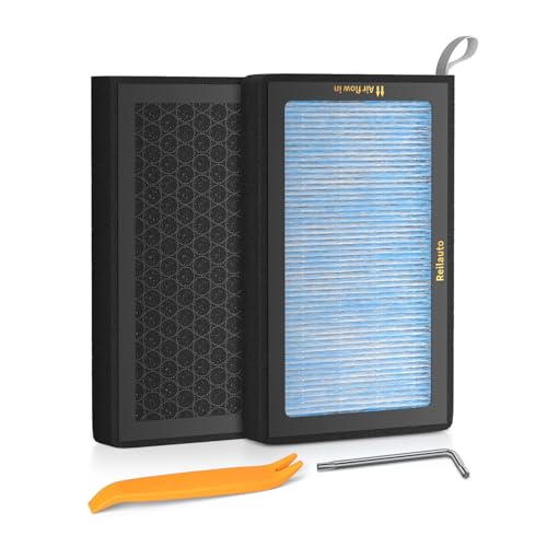 Reilauto Tesla Model 3 Model Y Cabin Air Filter Accessories, 2 Pack H13 HEPA Filter Replacement with Premium Activated Carbon, 4-Stage Filtrtion Structure (2016-2025)