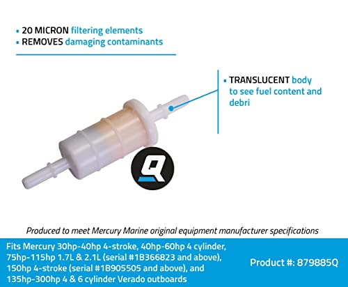 Quicksilver 879885Q Inline Fuel Filter for Mercury and Mariner Outboards