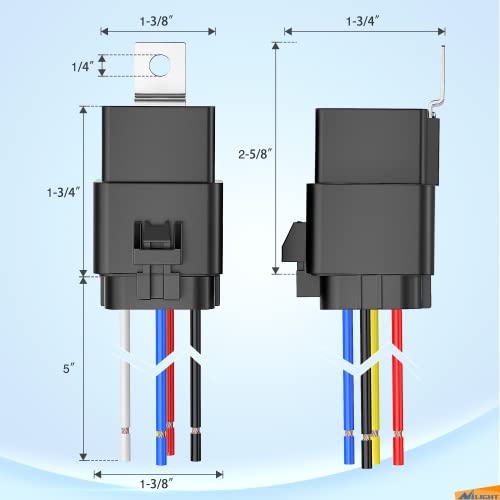 Nilight 5 Pack Waterproof Relay and Harness 40/30 AMP Heavy Duty 12 AWG Tinned Copper Wires 5-PIN SPDT Style 12V Automotive Relay and Harness Set