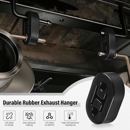 SINGARO Rubber Exhaust Hanger, Muffler Exhaust System, Heavy Insulator Support Bushing Installation, 2 Holes 0.47 Inch, High-Density Tailpipe Damping Hanger (2PCS Black)