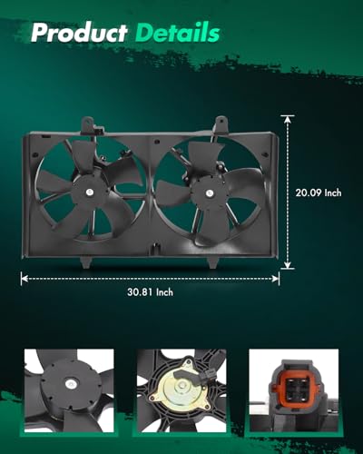 SCITOO 620-419 Dual Radiator Condenser Fan Compatible for 2002-2006 for Nissan for Altima 2.5L 2002-2006 for Nissan for Altima 3.5L 2004-2008 for Nissan for Maxima 3.5L