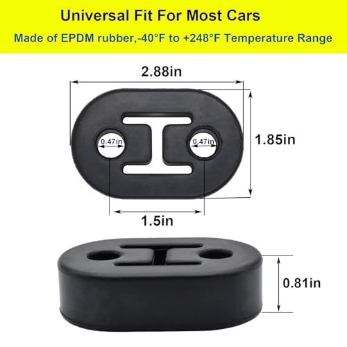 Luumtee Rubber Exhaust Hanger,2 Holes and 4 Holes Adjustable Muffler Hanger(0.47" Hole Diameter),90°Bend Universal Weld in Place Exhaust Hanger Rod (12 PCS)
