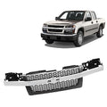 JustDrivably Front Grille Grill With Dark Gray Mesh Insert Compatible With 2004-2012 Chevrolet Colorado (With Chromed Center Molding Bar)