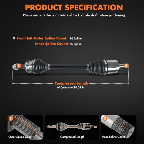 Front Left Driver Side CV Axle Half Shaft Assembly Compatible With 2012-2015 for Honda Civic 1.8L Auto Trans 2006-2011 for Honda Civic 1.8L Auto Trans cv axle shaft NCV36007 44306TR0A02