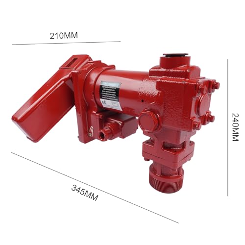 Weonefit 20GPM 12V High-Flow Red Fuel Transfer Pump with Discharge Hose & Manual Nozzle for Transfer of Gasoline Diesel Kerosene Ethanol & Methanol Blends & Biodiesel - Cast Iron Heavy Duty Pump