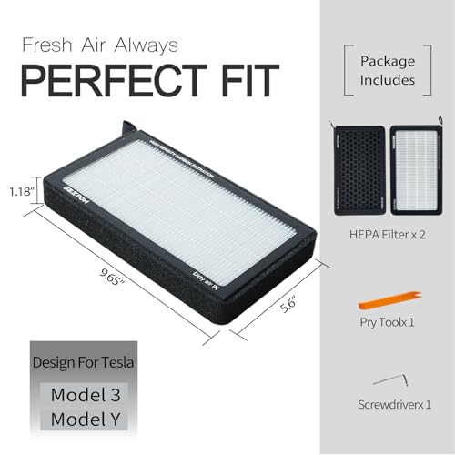 SEZFOM HEPA Cabin Air Filter for Tesla Model 3 Model Y (2016-2026) with Activated Carbon(2-pack) Dual layer Air Filter Replacement