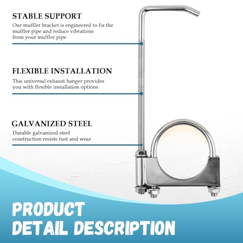 3 Inch Exhaust Hangers,Heavy Duty Adjustable 3 Exhaust Clamp with Muffler Hanger for Muffler Pipe Vibration Damping and Fixing,Universal Exhausts Hanger Rod Car Accessories