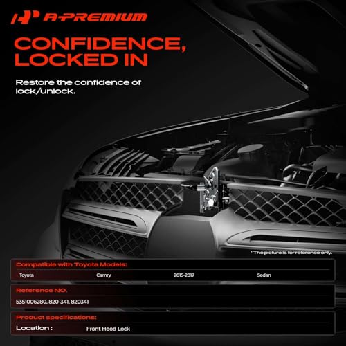 A-Premium Hood Latch Lock Compatible with Toyota Camry 2015-2017Sedan, for Model Without Anti-Theft, Front Hood Lock Engine Bonnet Latch Assembly