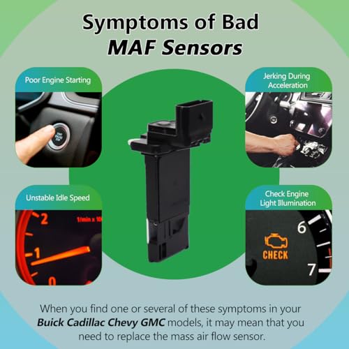 Yukrotor Mass Air Flow Sensor 23262343 MAF Sensor Compatible with 2012-2025 Chevy Blazer Camaro Colorado Equinox Express Impala Malibu Silverado Suburban Tahoe Traverse GMC Cadillac ATS CTS Buick