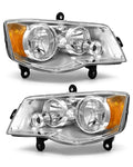 ADCARLIGHTS Compatible with 2011 2012 2013 2014 2015 2016 2018 2019 2020 Dodge Grand Caravan 08-16 Chrysler Town & Country Headlights Chrome Housing Amber Reflector Driver and Passenger（W/O Bulbs）