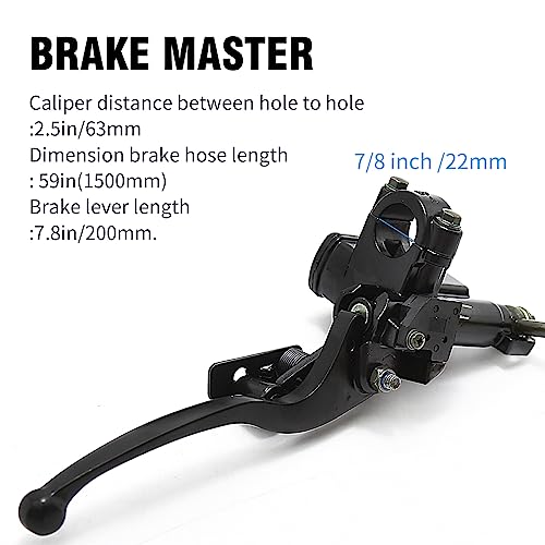 Aynaxcol Left Hydraulic Brake Master Caliper Rear Hand Hydraulic Disc Brake Assembly Replacement for 50cc 90cc 110ccc 125cc Chinese Taotao Roketa Sunl Go-Kart Dune Buggy Quad ATV Dirt Mini Bike