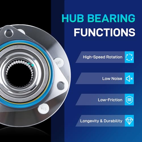 BDELI 2 Pack Front Wheel Bearing and Hub Assembly 513121 Replace for 00-11 Chevy Impala, 97-08 Pontiac Grand Prix, 06-09 Cadillac DTS, 99-02 Eldorado, 05-09 Buick Lacrosse, 06-11 Lucerne, 5 Lug w/ABS