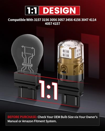 LASFIT 3157 LED Brake Light Bulb, 3057 3156 3157 LED Bulb Red, 1600LM/set Super Bright 3056 4057 4157 3457 for Automotive Tail Brake Lights, Stop Parking Light, Non-Polarity, Not for Trucks (2-Pack)