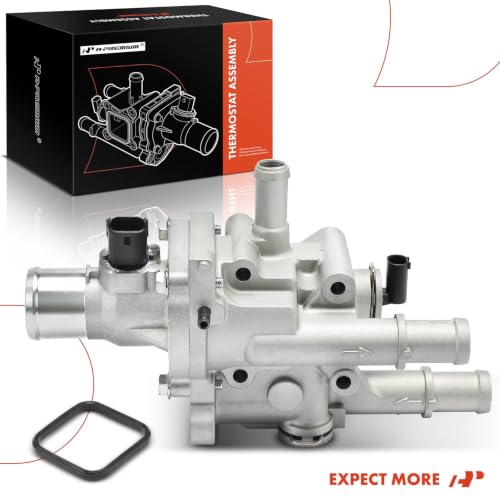 A-Premium Upgraded Aluminum Coolant Thermostat and Housing Assembly with Sensor & O-Ring Compatible with Chevy Cruze 2011-2016 1.8L, Sonic 2012-2017 1.6L, Sonic 2012-2018 1.8L, Trax 2013-2020 1.8L