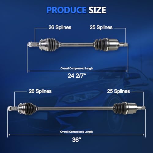 MAXFAVOR CV Axle Joint Assembly Front Compatible with Honda Civic 2006 2007 2008 2009 2010 2011 EXL LX-S DX EX EX-L GX LX Sedan Coupe Auto Trans 1.8L I4 w/AT FWD, CV Axle Shaft Front Left Right Side