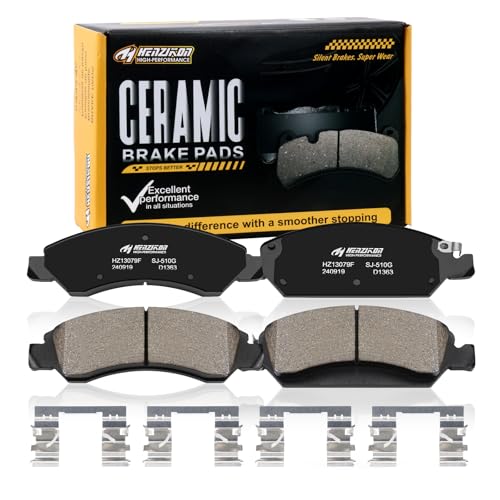 Ceramic Front Brake Pad Set Compatible with Cadillac Escalade/ESV/EXT/XTS;For Chevrolet Avalanche/Silverado/Express/Suburban/Suburban 1500/ Tahoe;For GMC Savana/Sierra/Yukon (D1363)