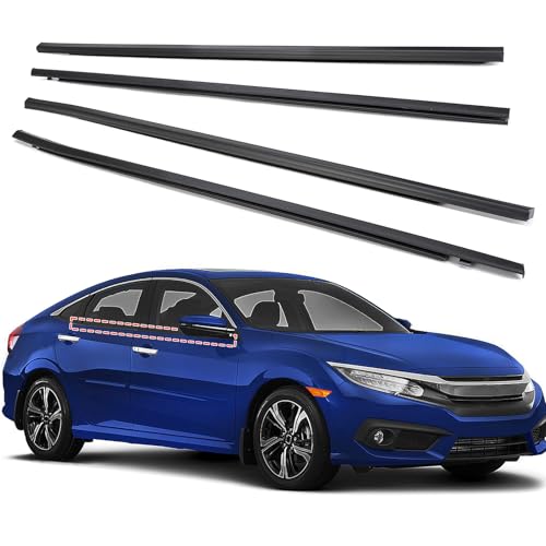 ItranMc Car Window Weather Stripping Molding Trim Belt,Compatible with Honda Civic 2016-2021 4-Door Sedan, Replace#72450-TEA-T01 72410-TEA-T01 72950-TEA-T01 72910-TEA-T01