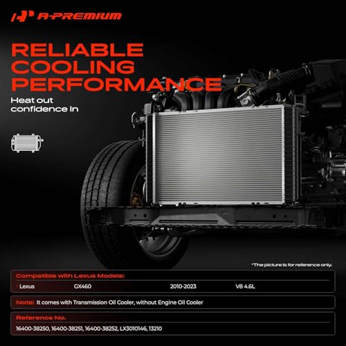 A-Premium Engine Coolant Radiator Assembly with Transmission Oil Cooler Compatible with Lexus GX460 2010-2021, Automatic Transmission, Replace# LX3010146, 16400-38250