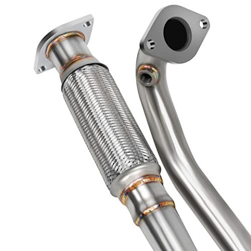 JY PERFORMANCE T304 Stainless Steel Exhaust Flex Y Pipe compatible with 2009-2017 Enclave Traverse Acadia Outlook (2PCS Design)