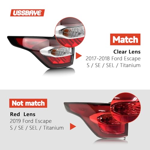 Tail Light Compatible with 2017 2018 Ford Escape S SE SEL Titanium Left