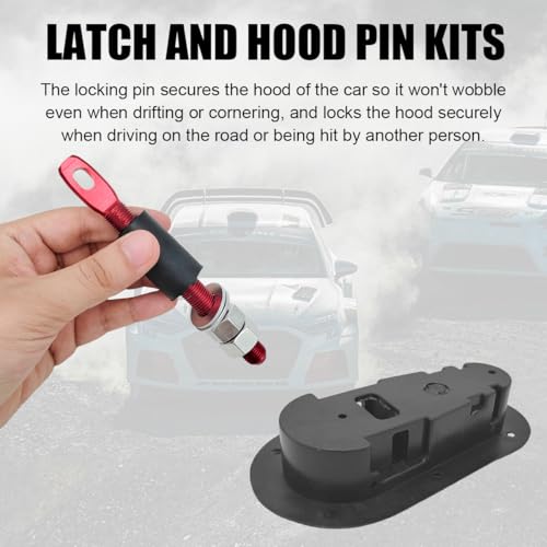 Yourkar Flush Hood Latch & Pin Kit, Durable Engine Bonnet Quick Release Latch & Pin Set for Racing Car, Automotive, Universal Car Accessories