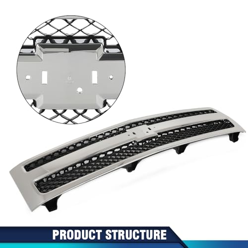 PIT66 Grille Fit Chevy Silverado 1500 2007-2013 Chrome Shell w/Black Insert