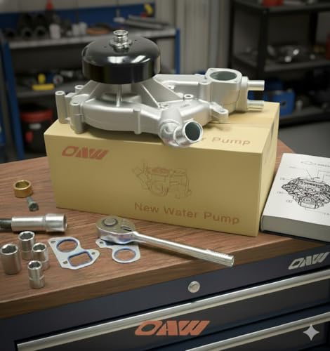 OAW G7341B Water Pump w/Thermostat - Chevrolet/GMC (4.8L 5.3L 6.0L V8) - Silverado Express Tahoe Suburban Envoy Sierra Yukon Buick Rainier Cadillac Escalade (1999-2006)