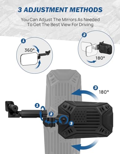JOYTUTUS Mirrors Doors Off Compatible with 2024-2026 Wrangler JL Gladiator JT, Wrangler JL Side Mirrors with Doors Off Wider View No Vibrate & Wobble (NOT FIT 1986-2023 Wrangler Gladiator)