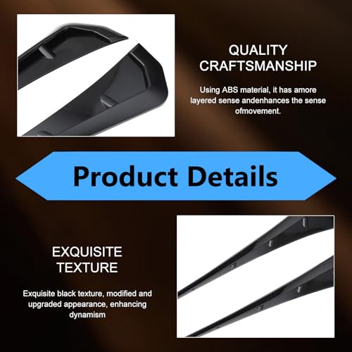 YAWUROU 2 PCS Car Side Fender Vent Trim, Spoiler Body Fender Decorative Stickers, Self-Adhesive Sport Style Air Intake Grille Decorative Sticker, Universal for Most Cars (Black)