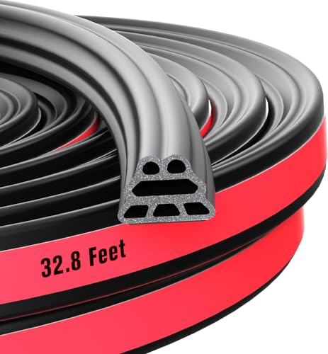 SOZATO Car Door Seal Strip 3-Layer Pyramid Self Adhesive Rubber 32.8 Ft