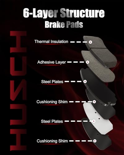HUSCH D1363 Front Ceramic Brake Pads Kit Fit For Cadillac Escalade 2011-2020, For Escalade EXT 2008-2013, For XTS 2013-2019, For Chevrolet Avalanche 2008-2013, For Express 1500 2009-2014