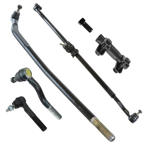 TRQ Front Steering 6 Piece Kit Set Tie Rod End Drag Link Adjuster Compatible with 2007-2017 Jeep Wrangler JK 4 Wheel Drive Models
