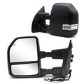 JZSUPER Towing Mirrors fit for 1999 2000 2001 2002 2003 2004 2005 2006 2007 Ford F250 F350 F450 F-550 Super Duty Power Heated Turn Signal Auxiliary Light Black Cap